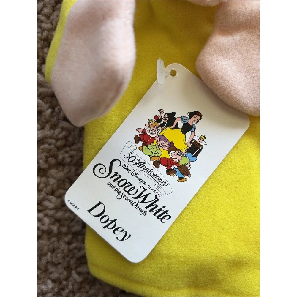 Vintage Snow White Seven Dwarfs Dopey DISNEY 50th Anniversary Hand Puppet w/ Tag